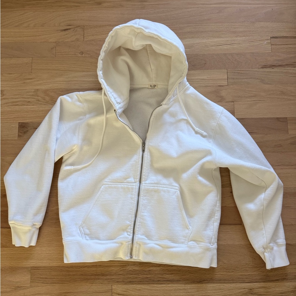 Brandy Melville White Zip-Up Hoodie